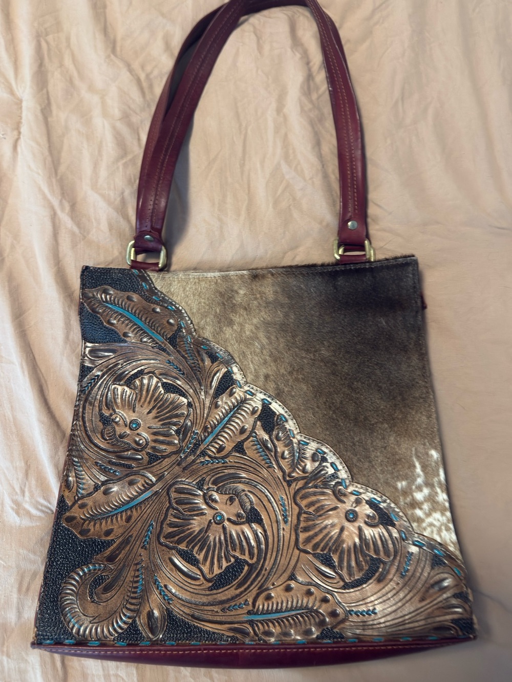 Tooled Leather Purse EUC